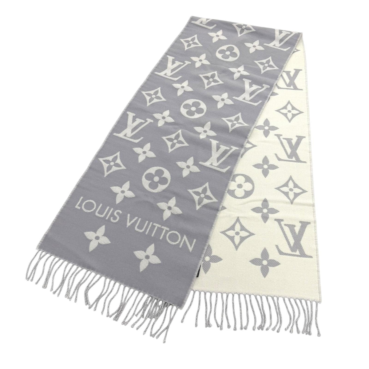 Excellent LOUIS VUITTON Scarf LV Essential Scarf Monogram fringe wool M77727