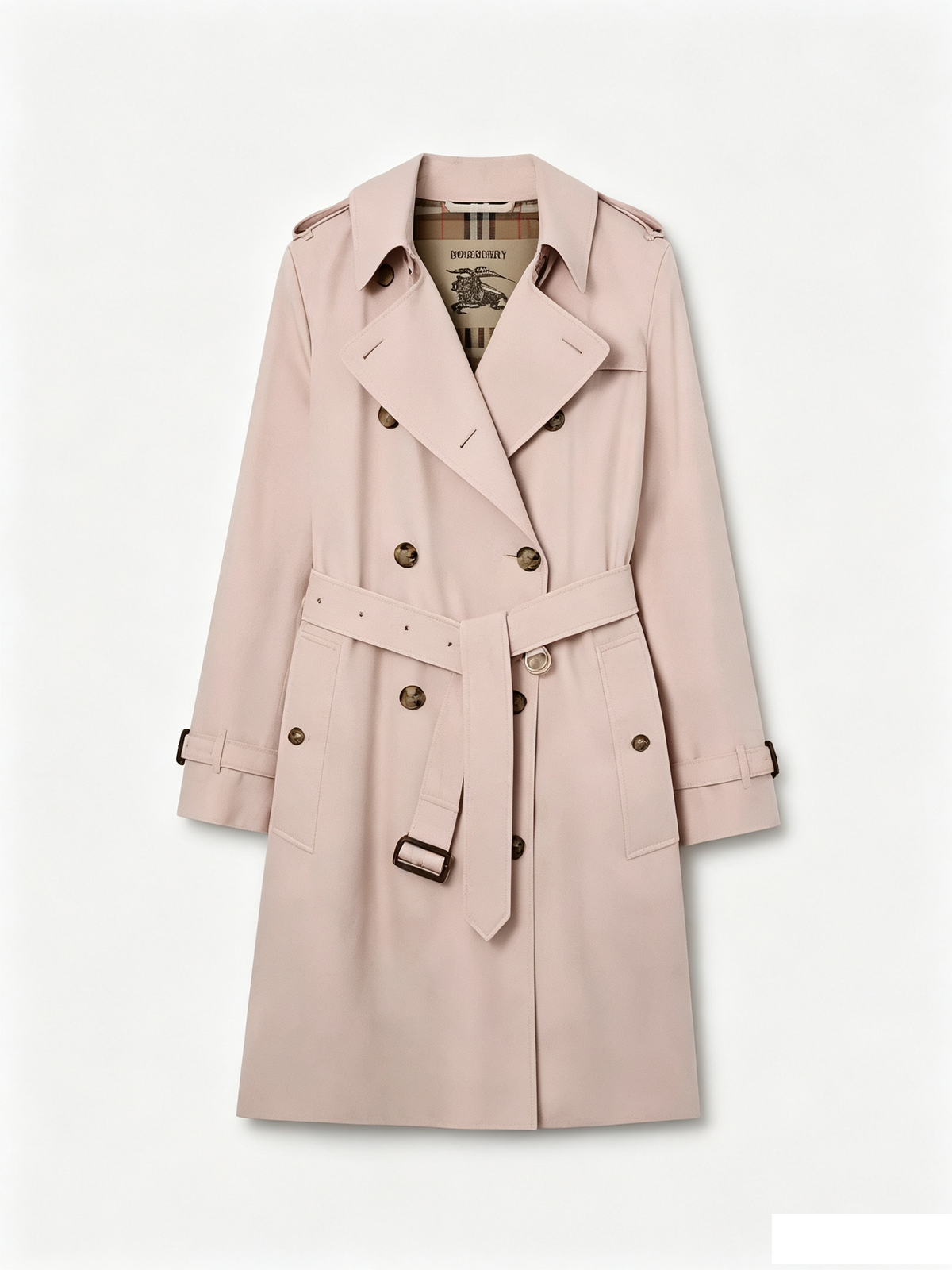 Burberry Double Breasted Trench Coat, Pale Pink