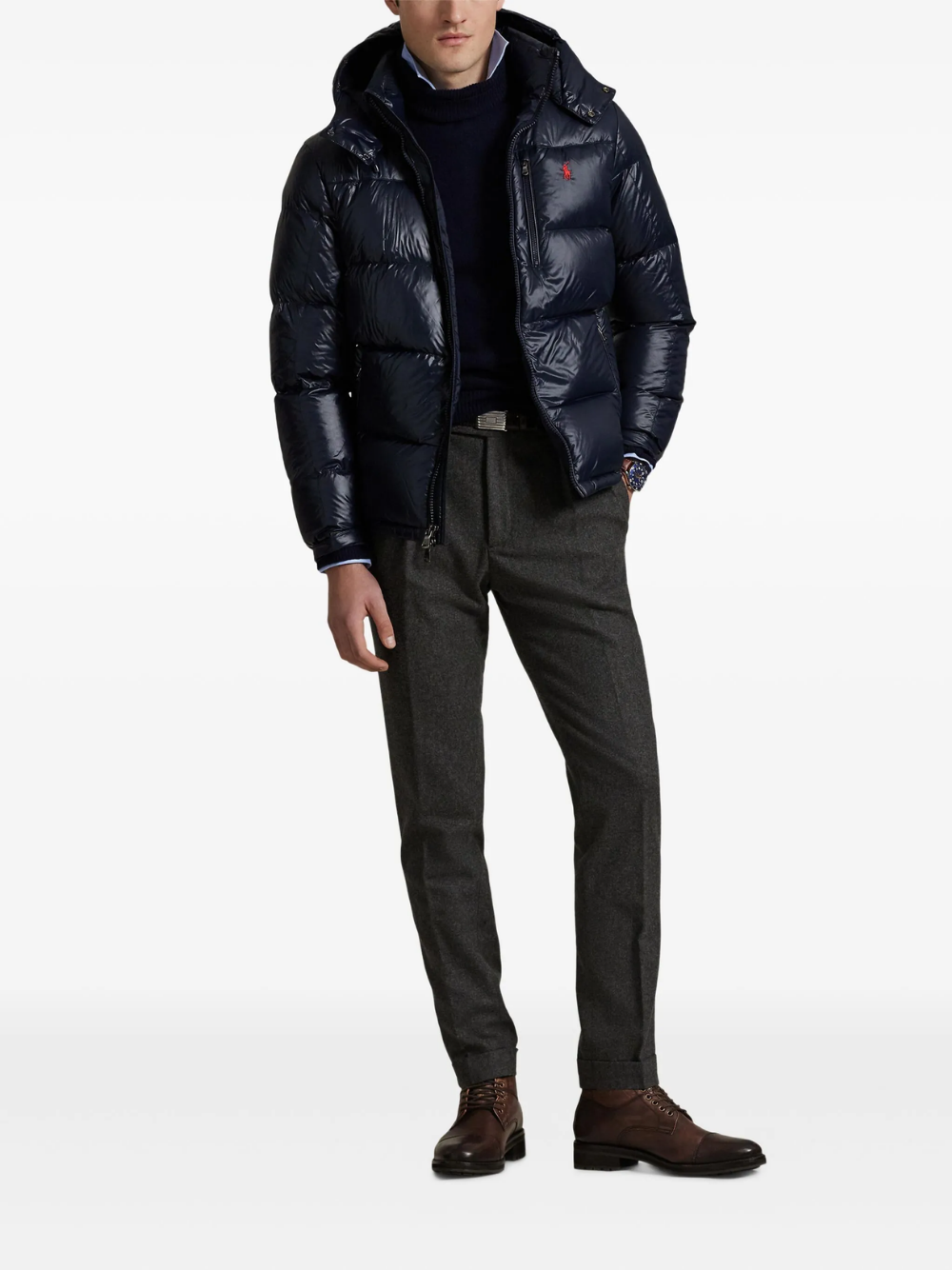 RALPH LAUREN The Gorham Glossed Down Jacket Collection Navy Glossy