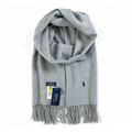 Polo Ralph Lauren Pony Embroidered Tassel Scarf Light Gray