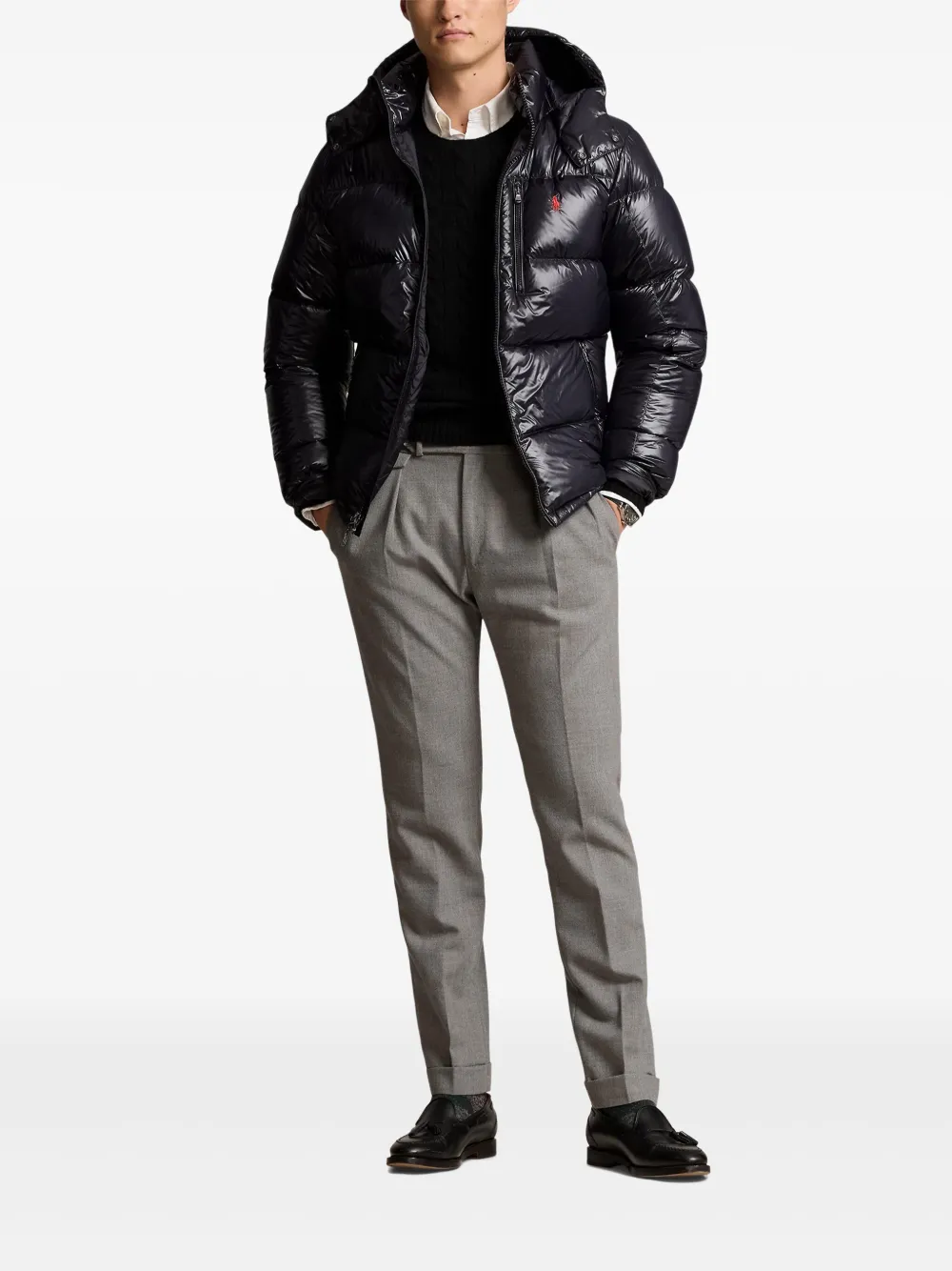 RALPH LAUREN The Gorham Glossed Down Jacket Polo Black Glossy