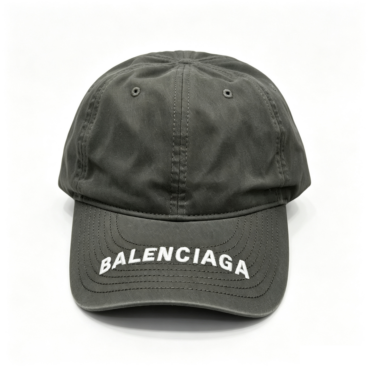 Balenciaga Vintage Washed Logo Baseball Cap Unisex Dark Grey