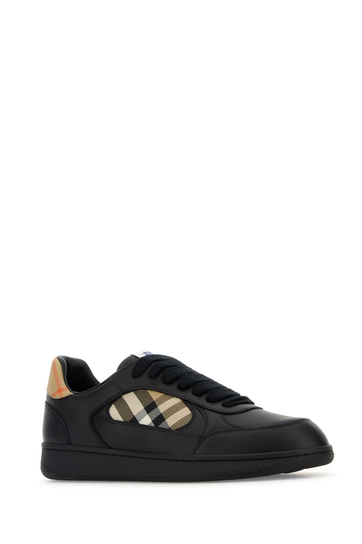 Burberry Men Black Leather Terrace Sneakers