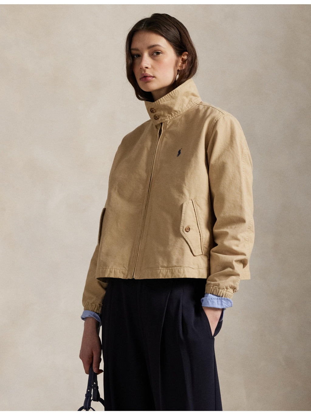 RALPH LAUREN WOMEN Cotton Canvas Jacket Vintage Khaki