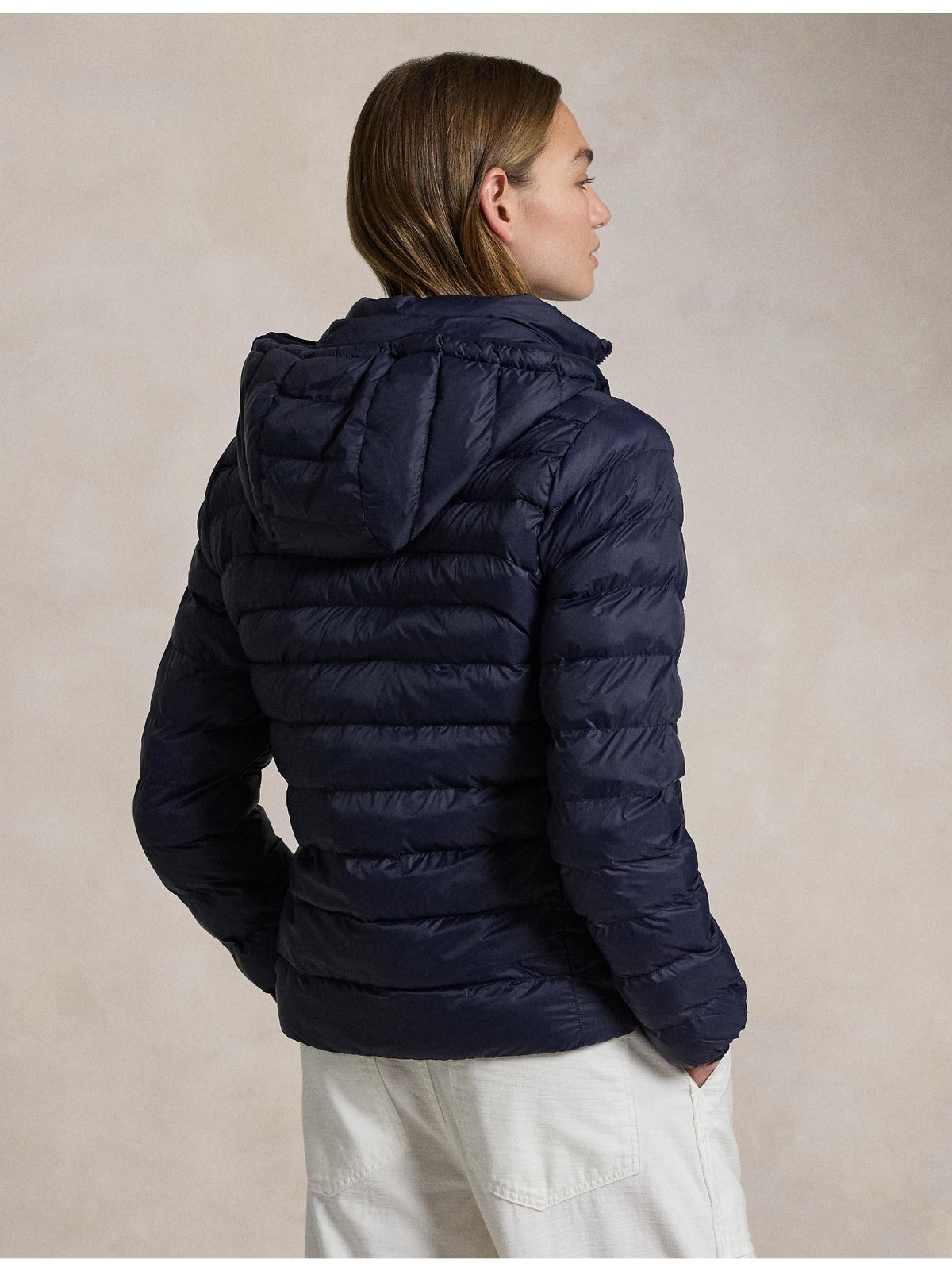 RALPH LAUREN WOMEN Water-Resistant Packable Hooded Jacket Navy