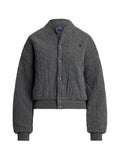 RALPH LAUREN WOMEN Cable-Knit Wool-Cashmere Bomber Jacket Antique Heather