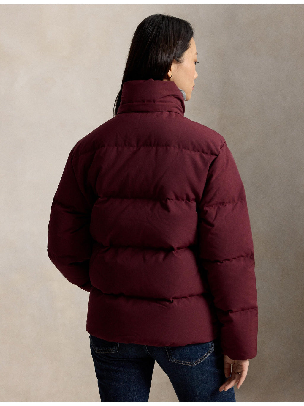 RALPH LAUREN WOMEN Mid-Weight Down Puffer Jacket Classic Wine