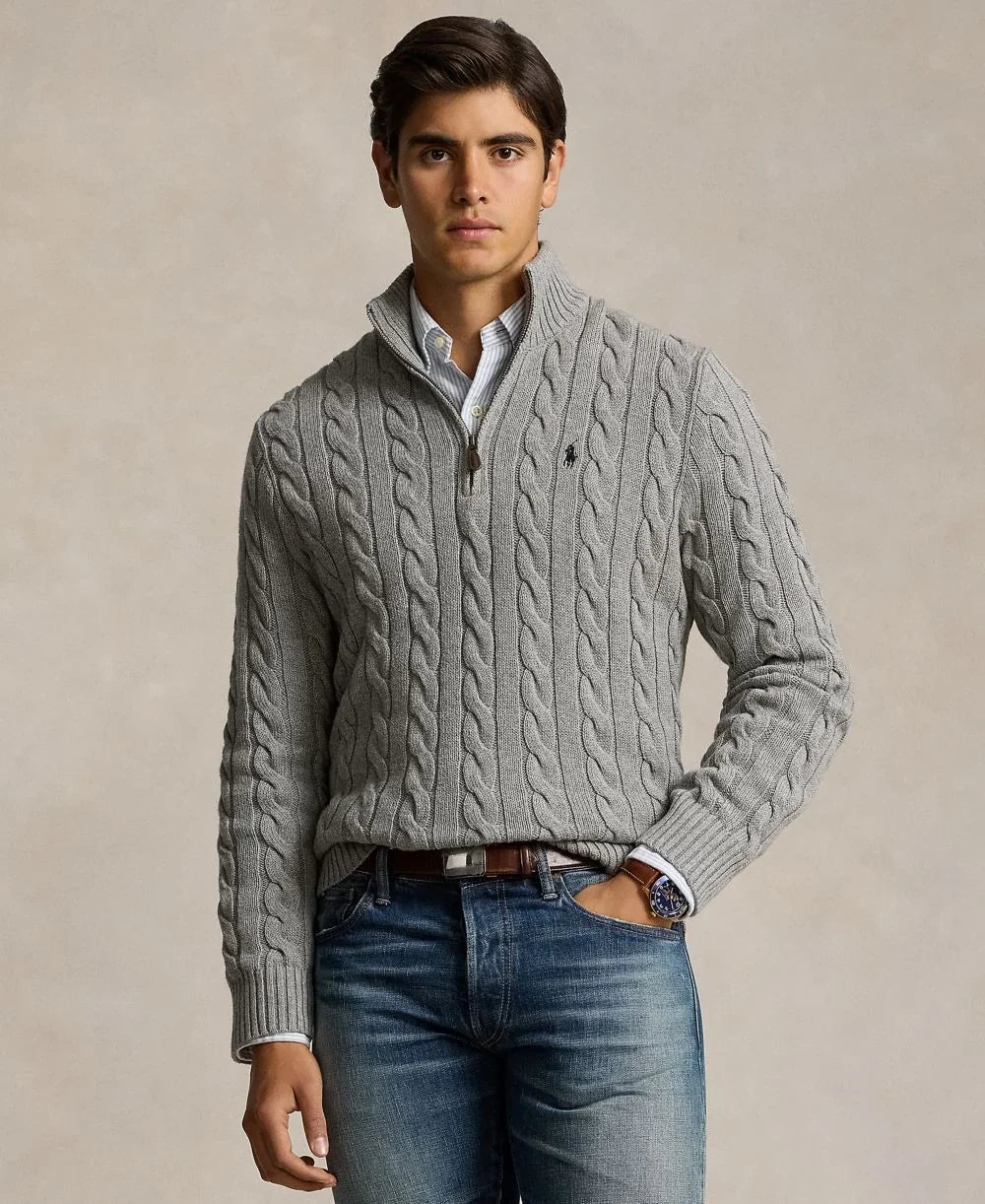 Men's Cable-Knit Cotton Sweater