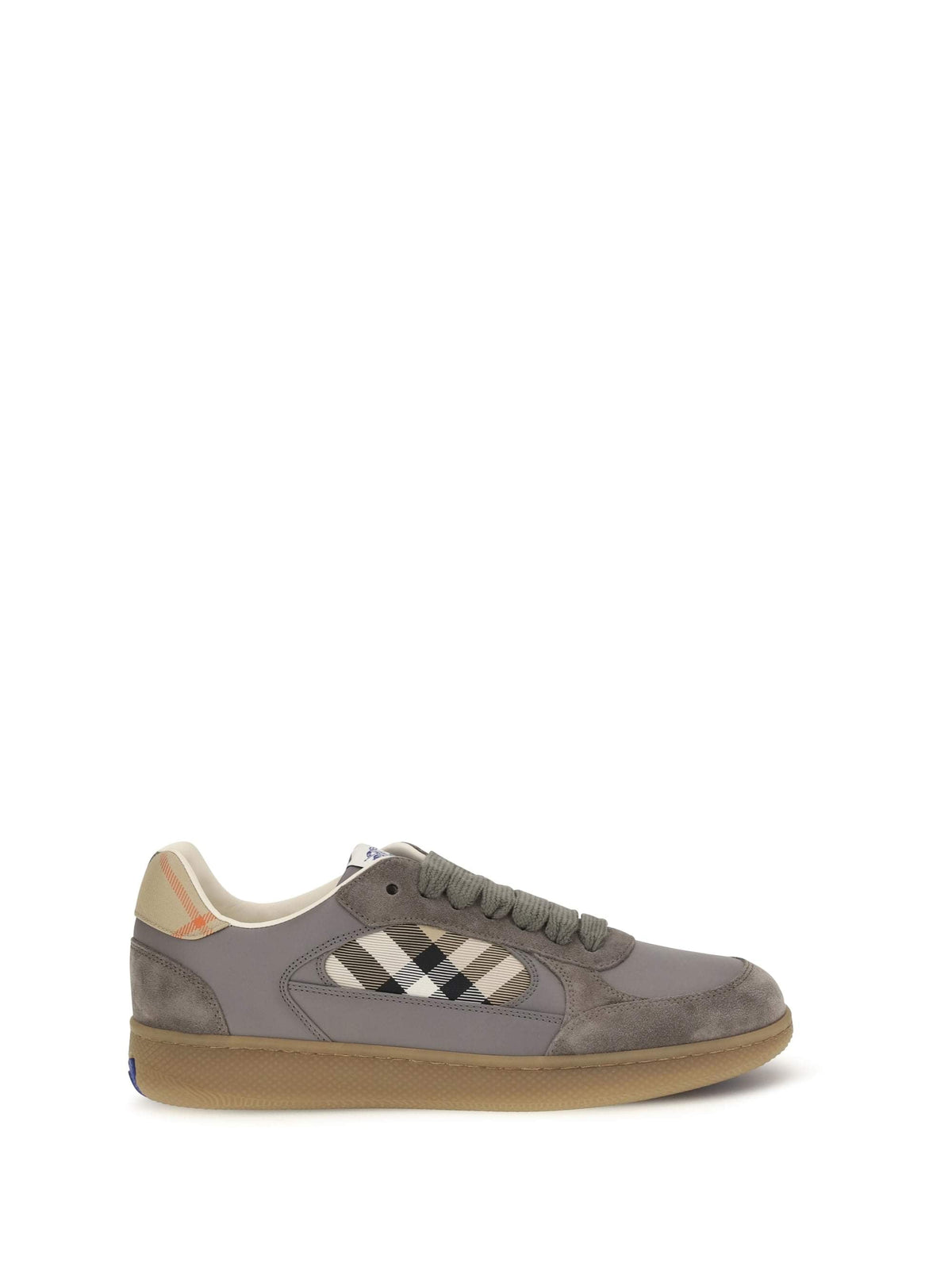 Burberry Men Terrace Leather And Check Sneakers