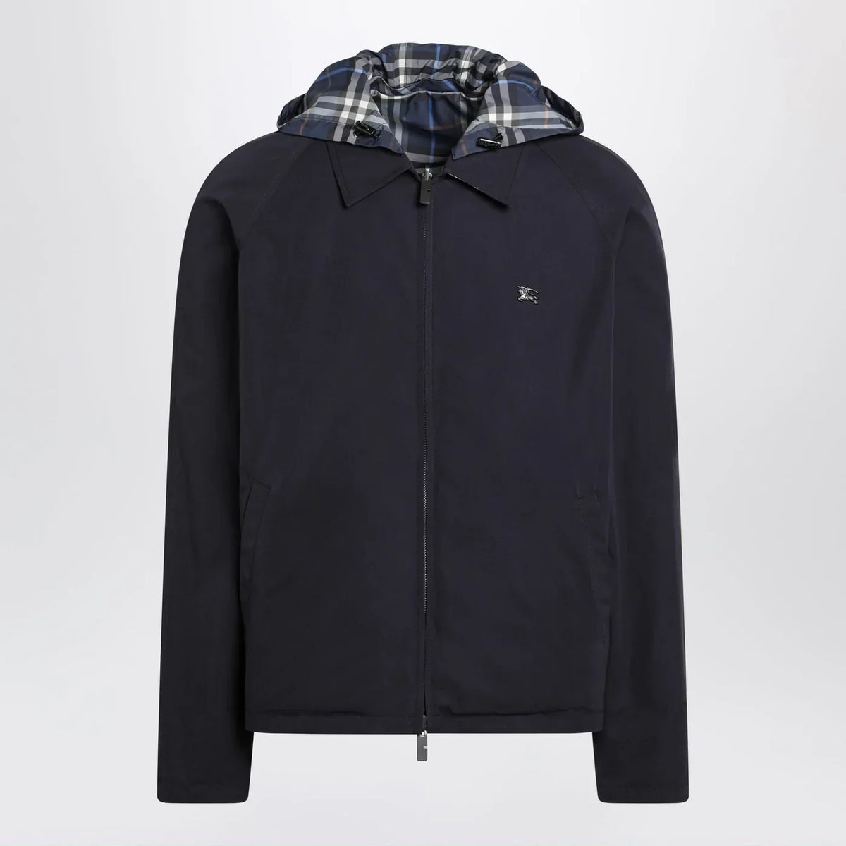 Burberry - Blue reversible cotton jacket with Check pattern