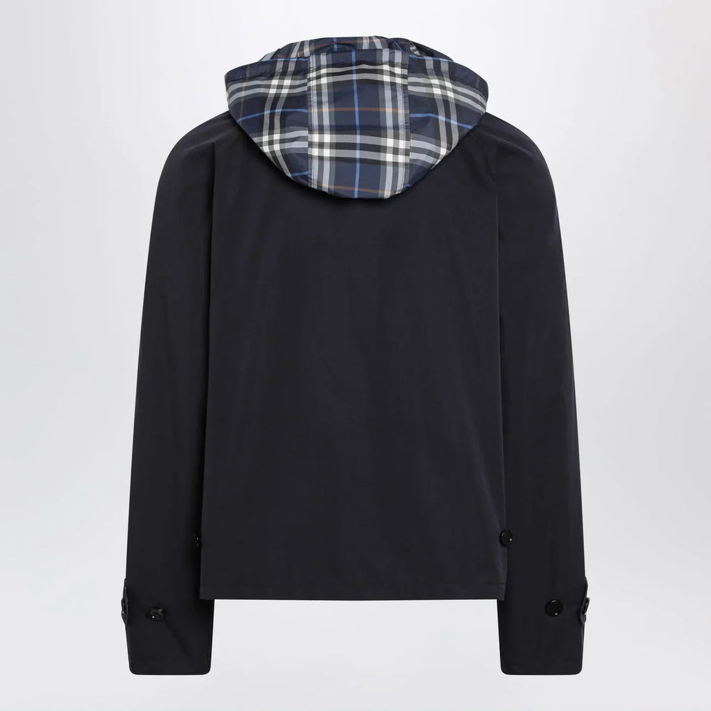 Burberry - Blue reversible cotton jacket with Check pattern