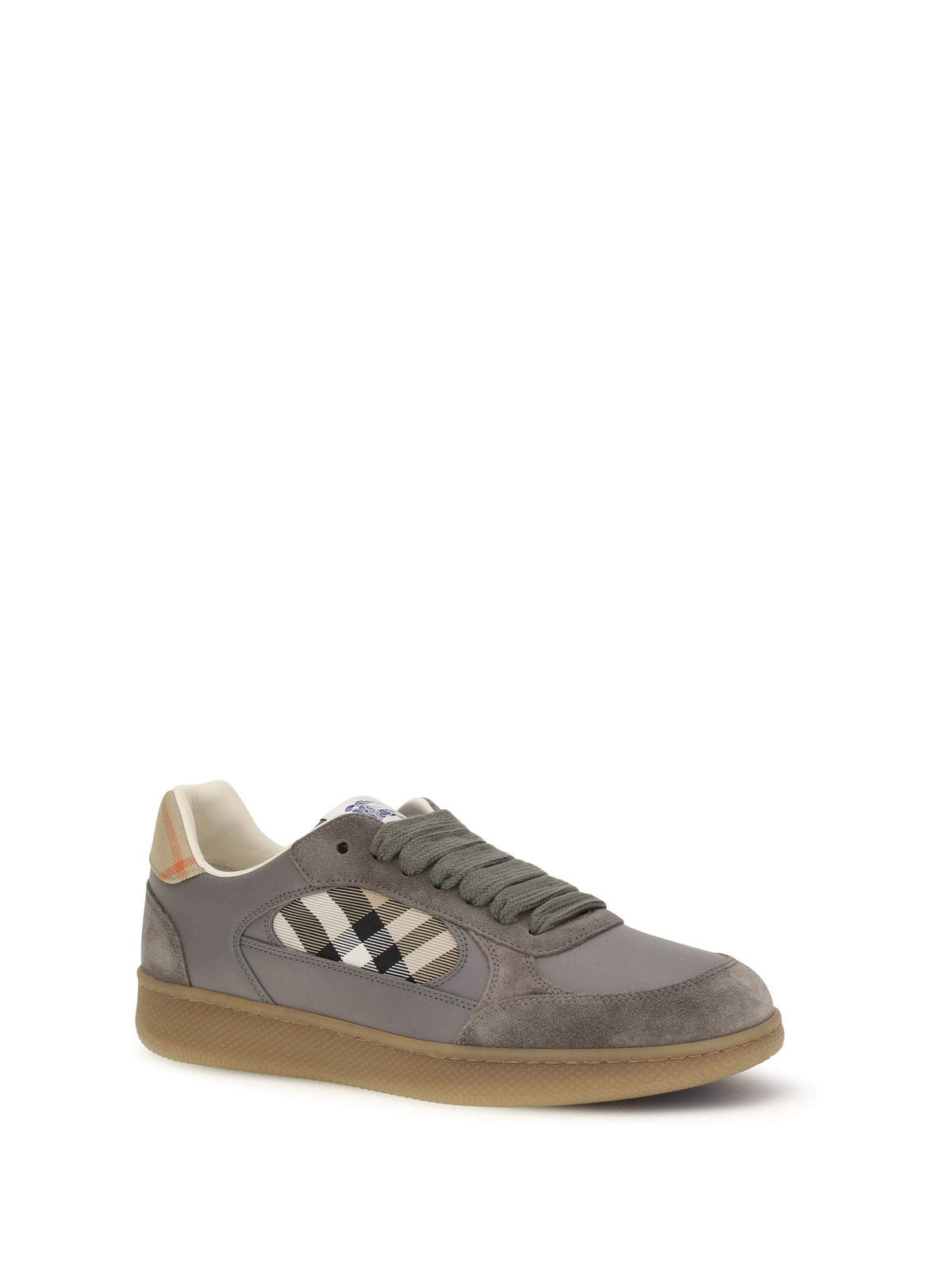Burberry Men Terrace Leather And Check Sneakers