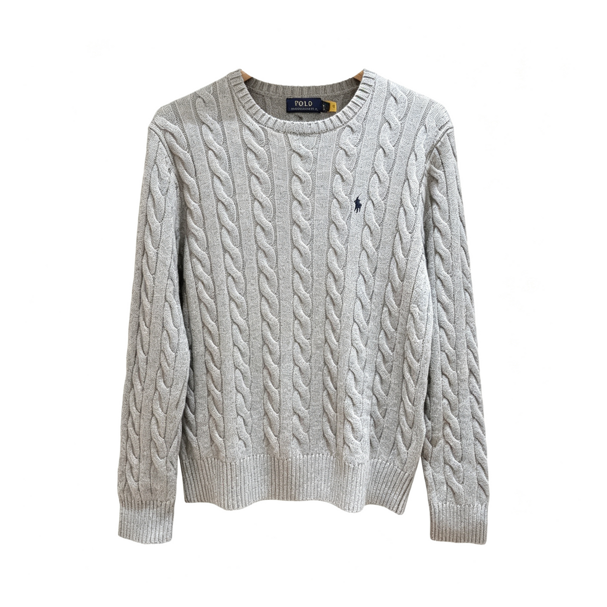 Ralph Lauren Unisex Cable Knit Couple Sweater Light Grey