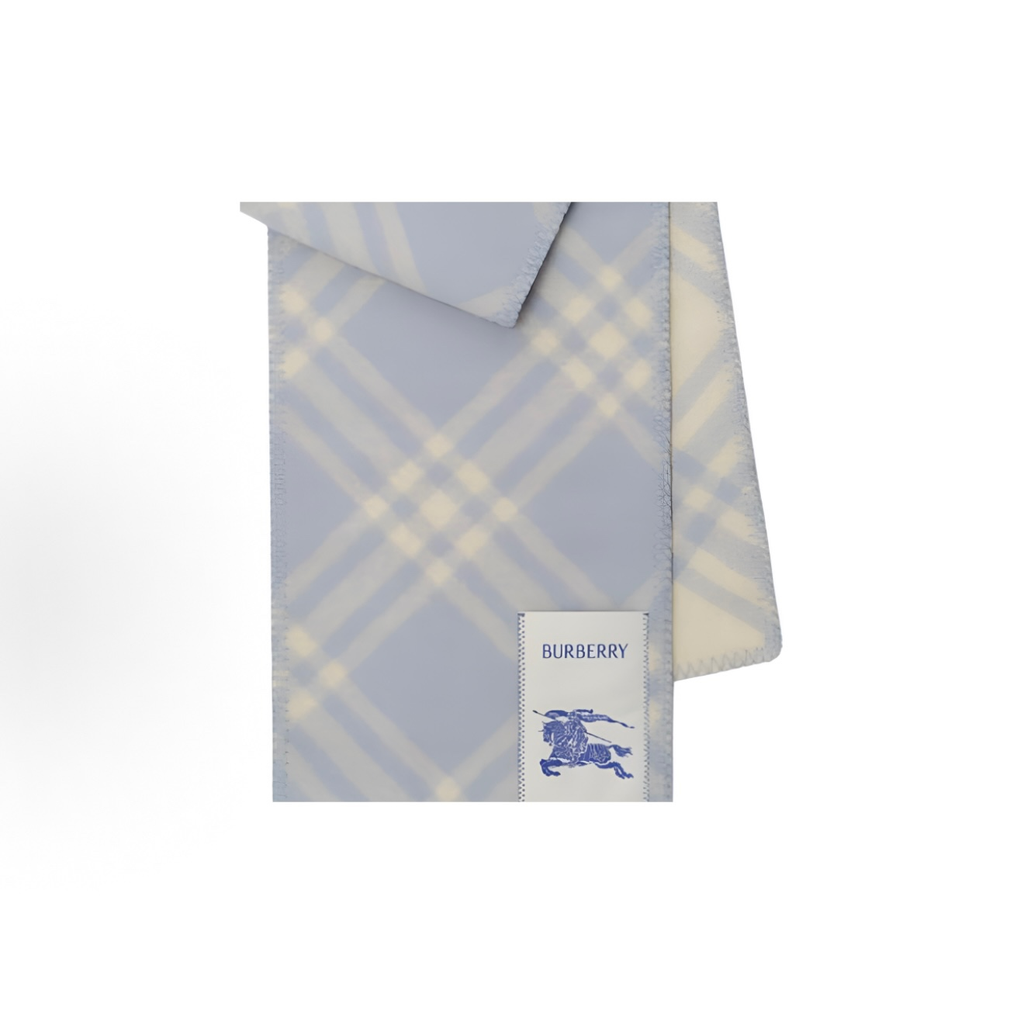 Burberry Women Wool Knit Scarf, Logo Check Pattern, Dive Blue