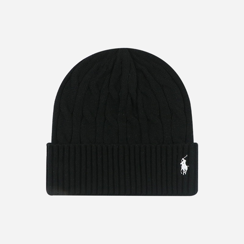Ralph Lauren Cable Knit Beanie, Black