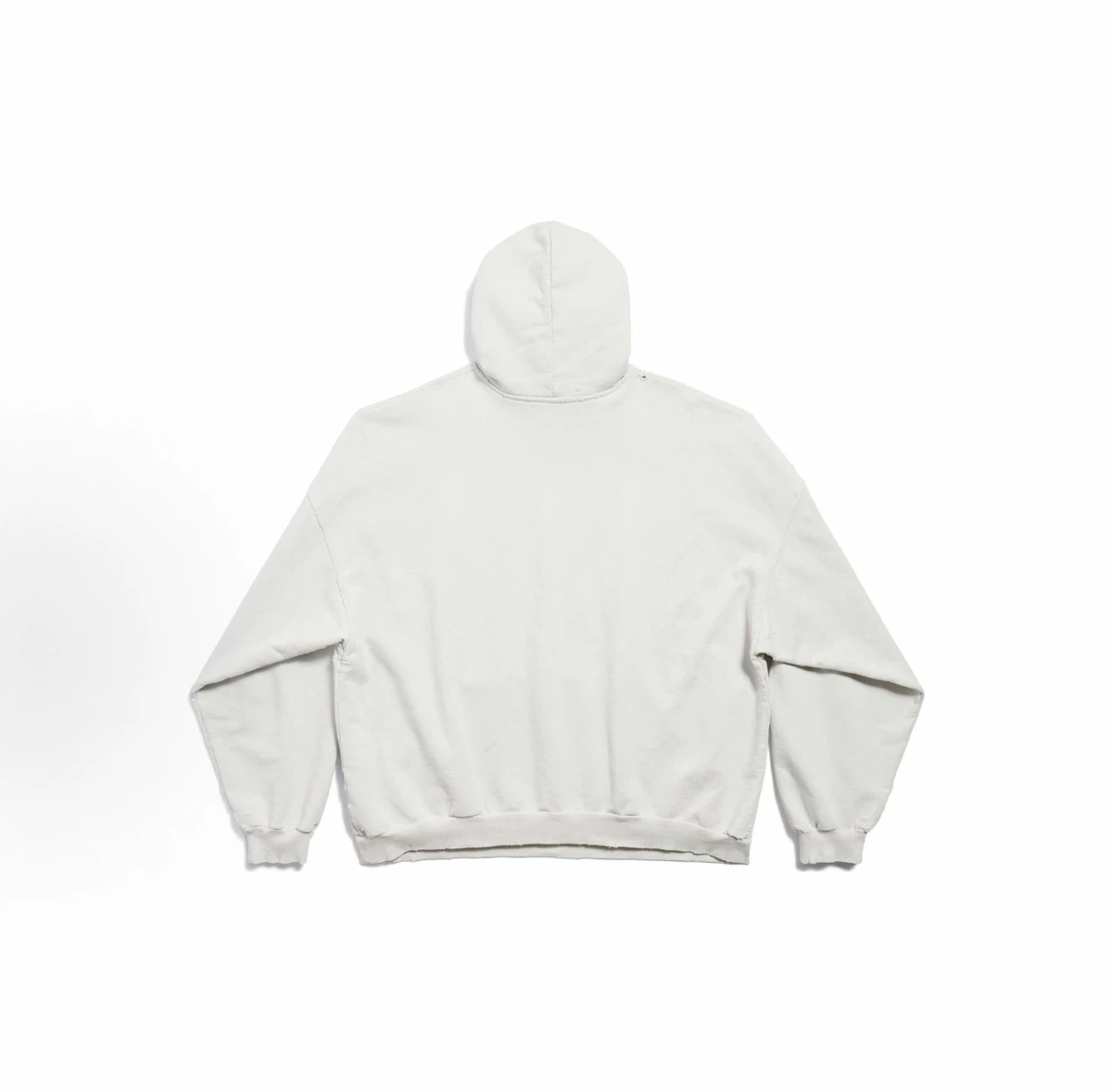 Balenciaga Vintage Washed Distorted Logo Hoodie Oversized Unisex Off‑White Sweatshirt