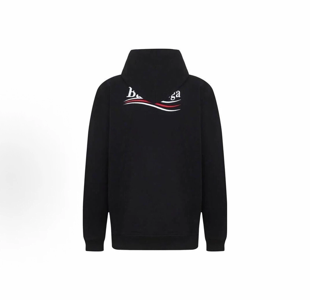 Balenciaga Wave Logo Pullover Hoodie Oversized Unisex Black Sweatshirt