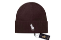 Polo Pony Logo Knitted Cuffed Beanie, Dark Brown Casual Winter Hat 55‑59cm Adjustable