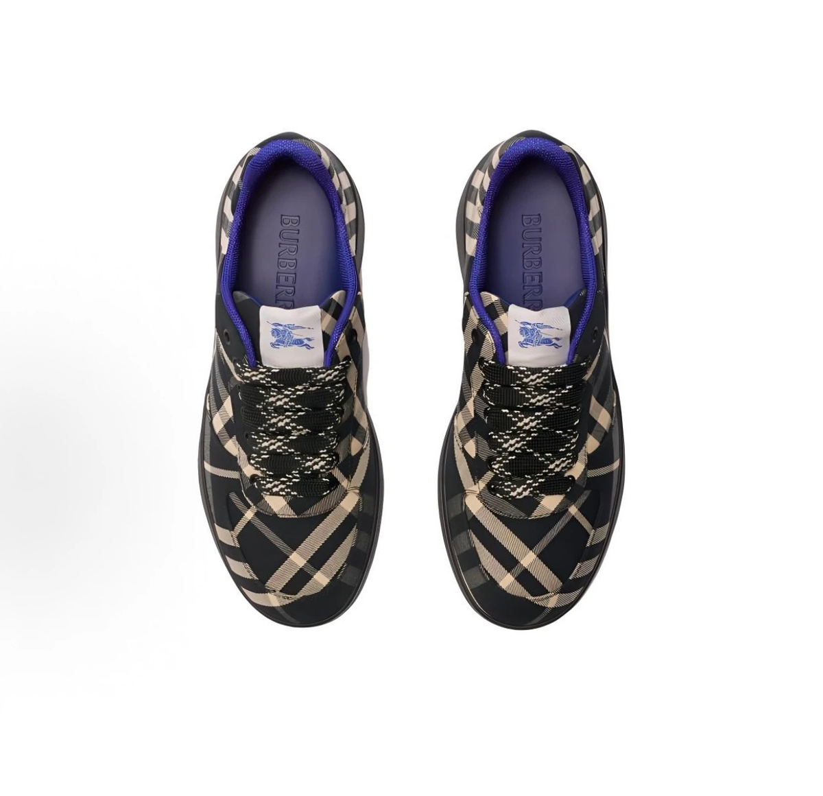 Burberry Terrace Check Low‑Top Sneakers, Black Vintage Check