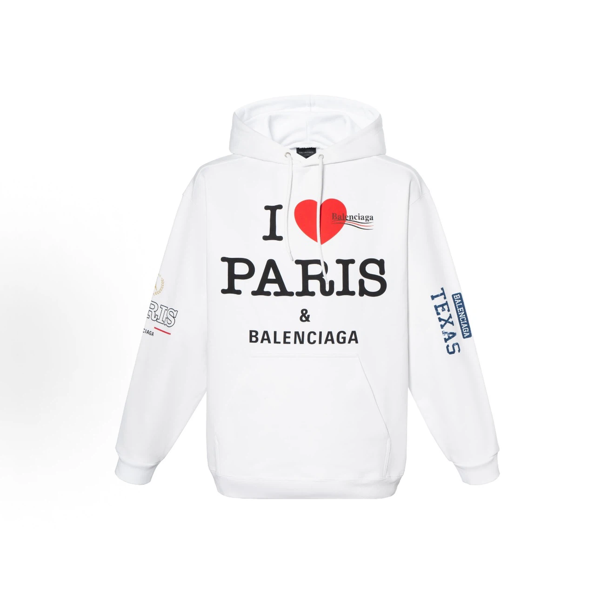 Balenciaga I Love Paris Graphic Hoodie Unisex White