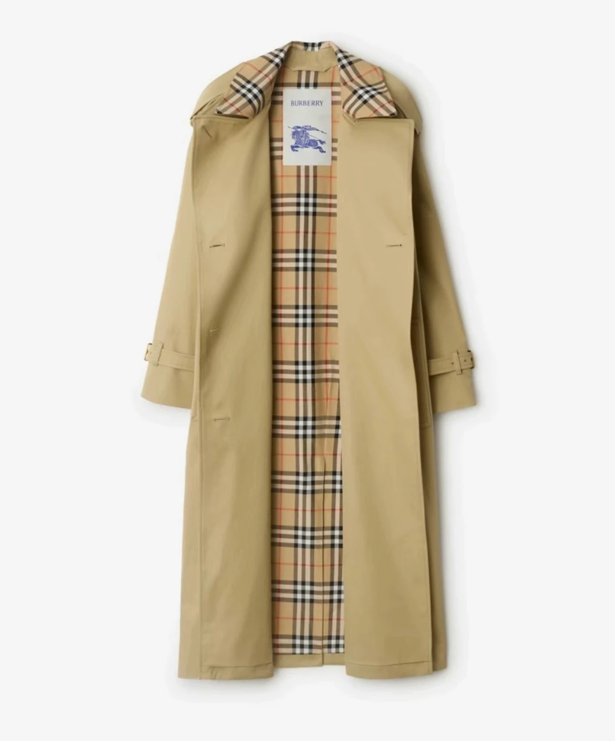 Heritage Edition Long Burberry Trench Coat, Museum Check Lining