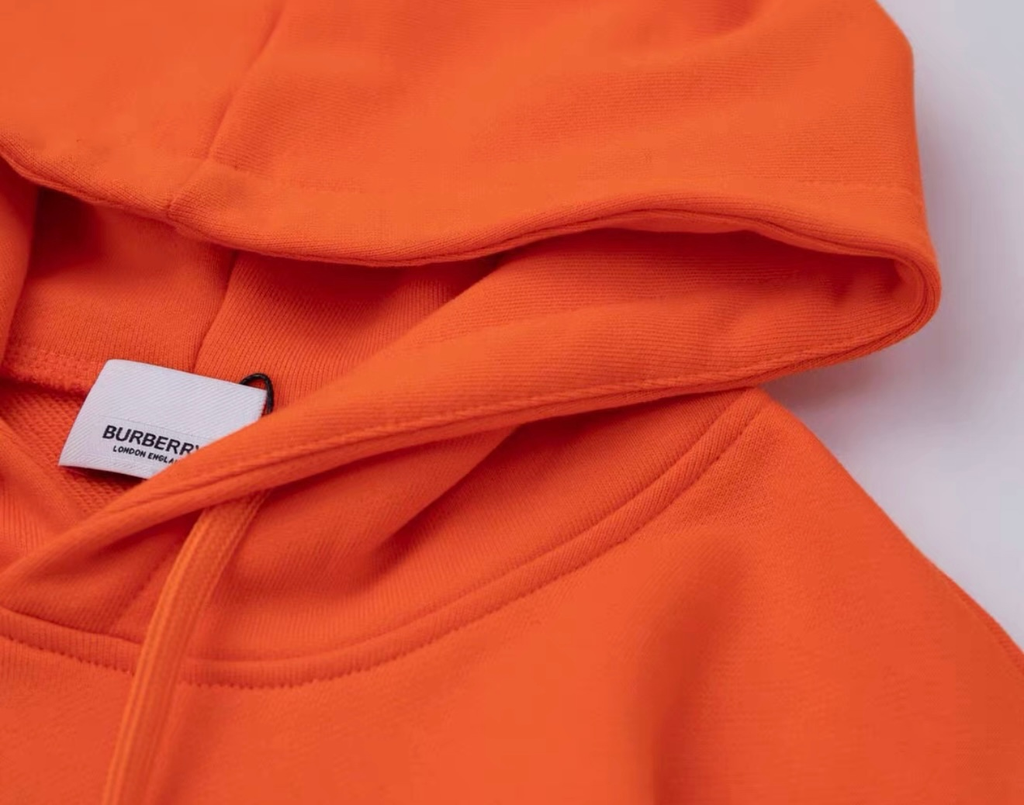 Burberry Unisex Hoodie, Embroidered Badge Logo, Orange