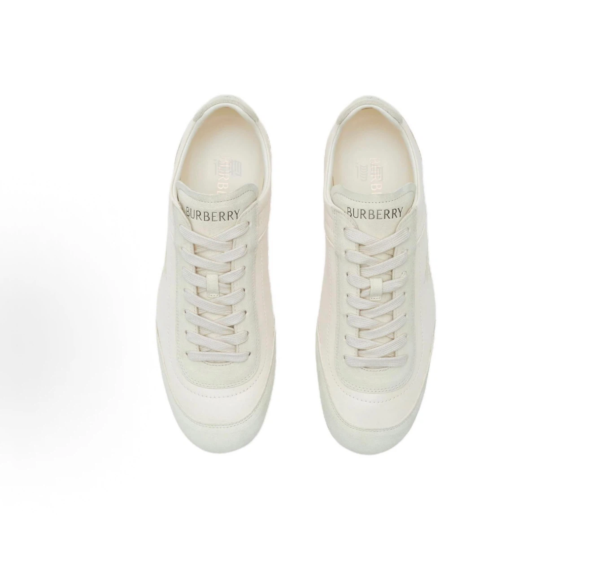 Burberry Knight Runner Suede Low-Top Sneakers, Cream White