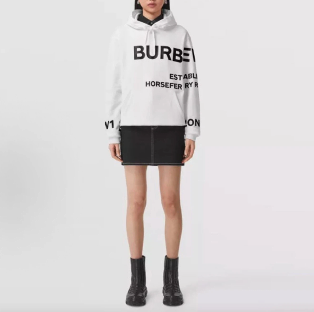 Burberry Unisex Hoodie, Horseferry Print Logo, White