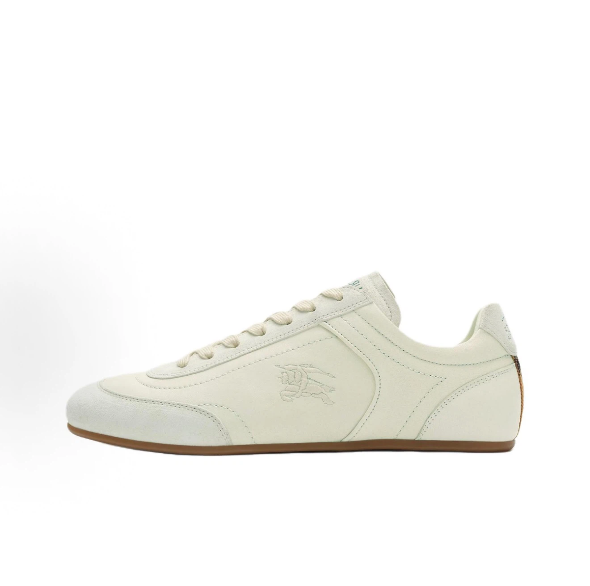 Burberry Knight Runner Suede Low-Top Sneakers, Cream White