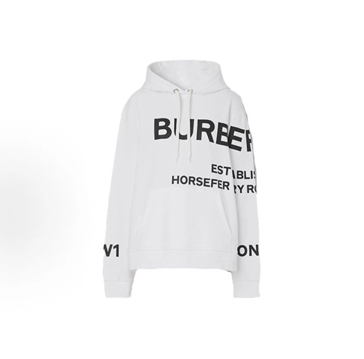 Burberry Unisex Hoodie, Horseferry Print Logo, White