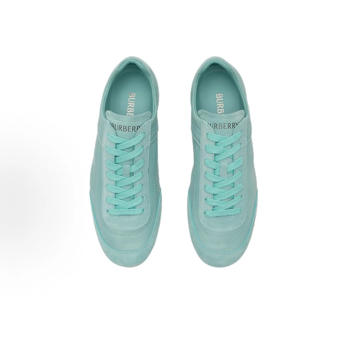 Burberry Knight Runner Suede Low‑Top Sneakers, Mint Green
