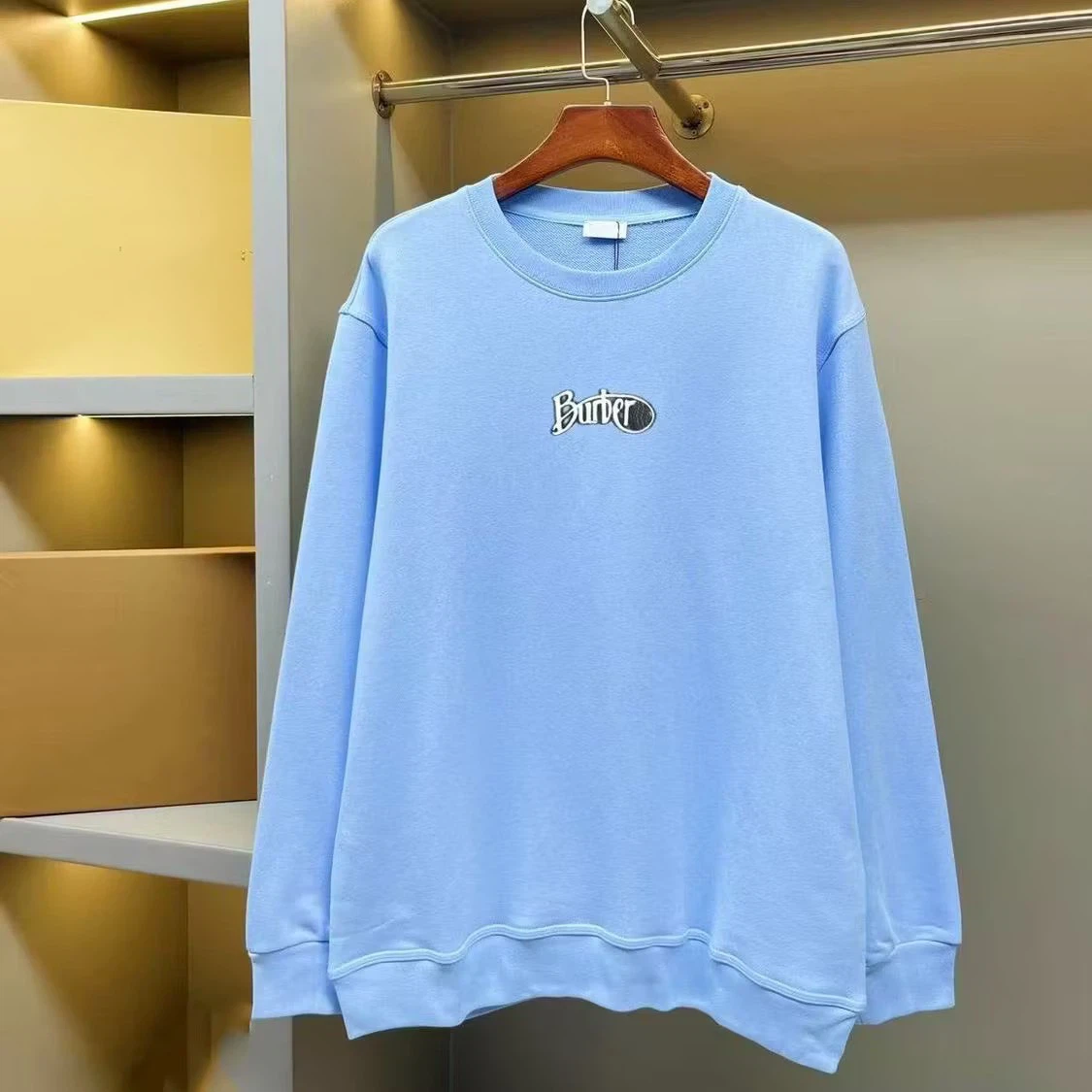 Butter Goods Unisex Crewneck Sweatshirt Embroidered Logo Light Blue