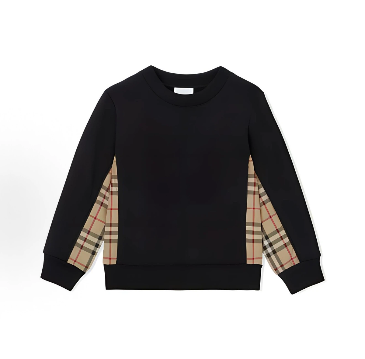 Burberry Kids Crewneck Sweatshirt, Vintage Check Panel, Black