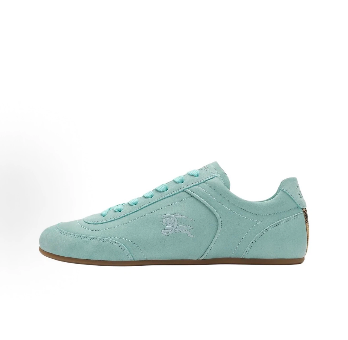 Burberry Knight Runner Suede Low‑Top Sneakers, Mint Green