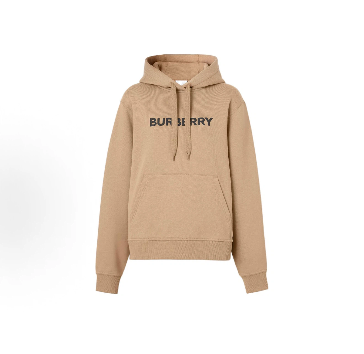 Burberry Unisex Hoodie Black Logo Print Camel