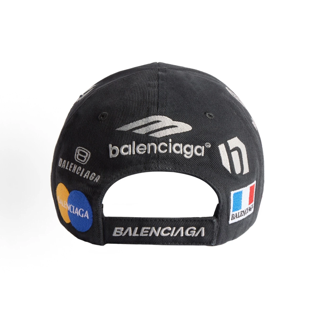 Balenciaga Racing Multi‑Patch Embroidered Baseball Cap Unisex Black