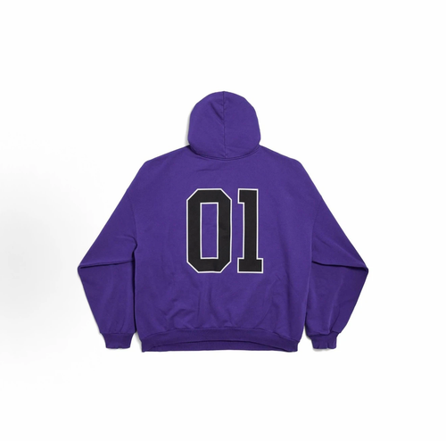Balenciaga 01 Varsity Hoodie Unisex Purple