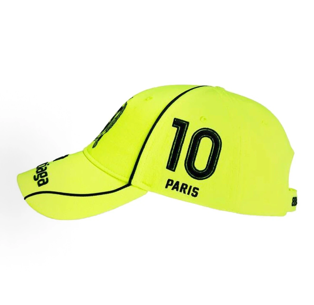 Balenciaga Racing Crest Embroidered Baseball Cap Unisex Neon Yellow