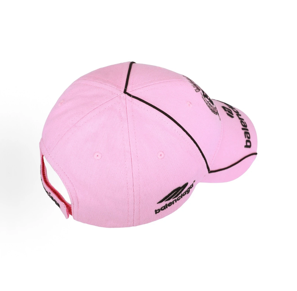 Balenciaga Racing Crest Embroidered Baseball Cap Unisex Pink