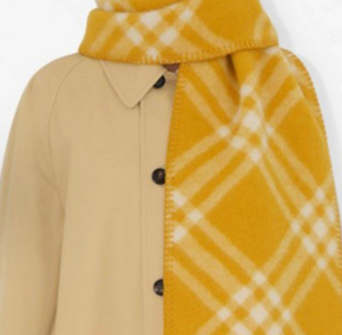 Burberry Unisex Wool Knit Scarf, Logo Check Pattern, Yellow