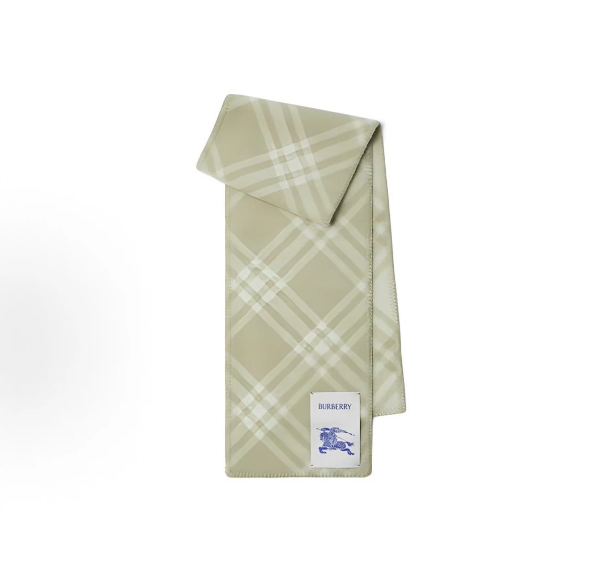 Burberry Women Wool Knit Scarf, Logo Check Pattern, Sage Green