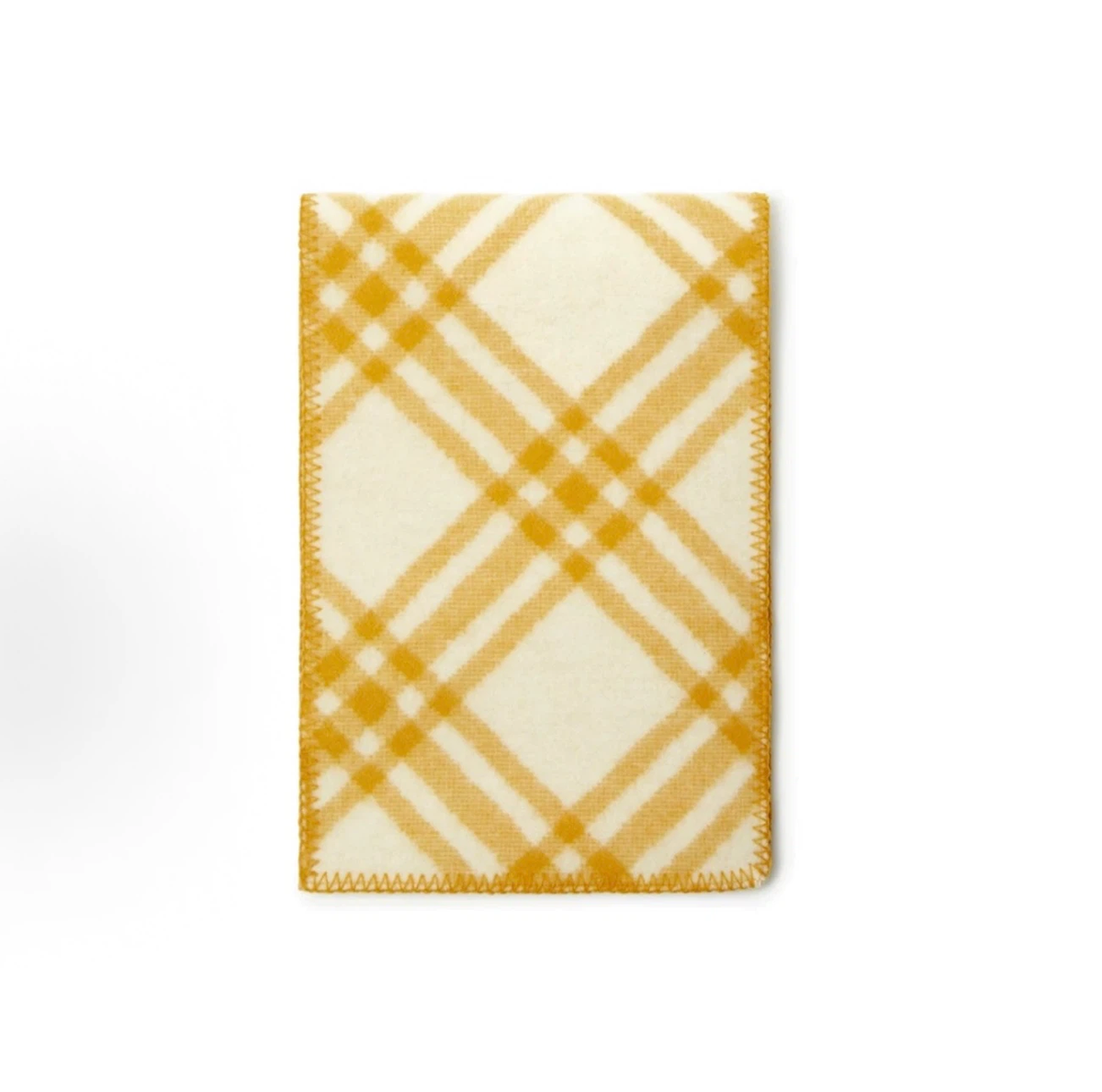 Burberry Unisex Wool Knit Scarf, Logo Check Pattern, Yellow