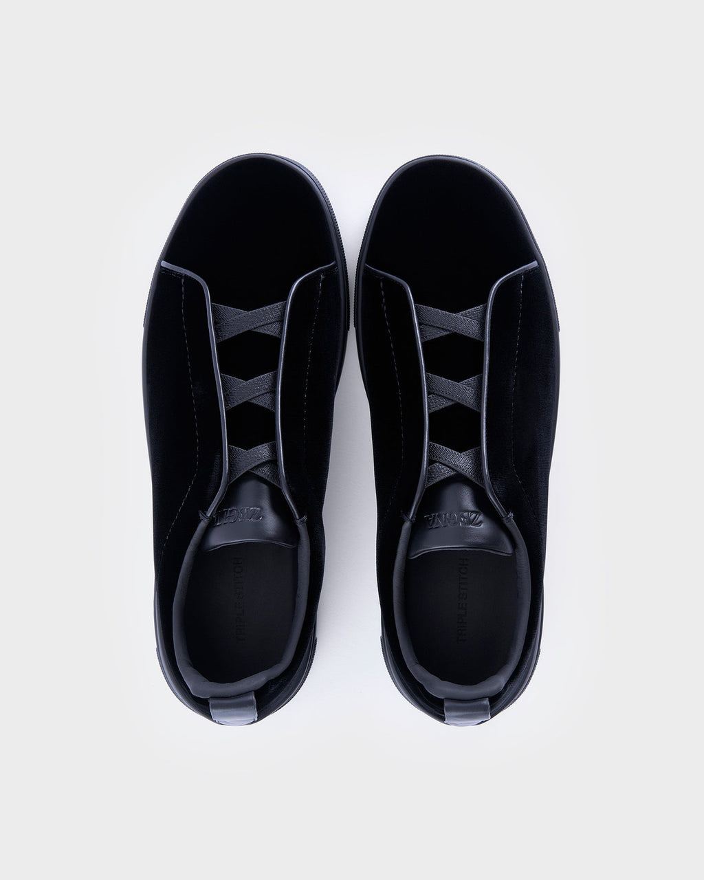 Black Velvet Triple Stitch Sneakers