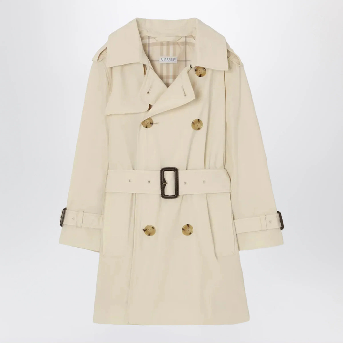 Burberry - Stretch nylon trench coat in dove beige
