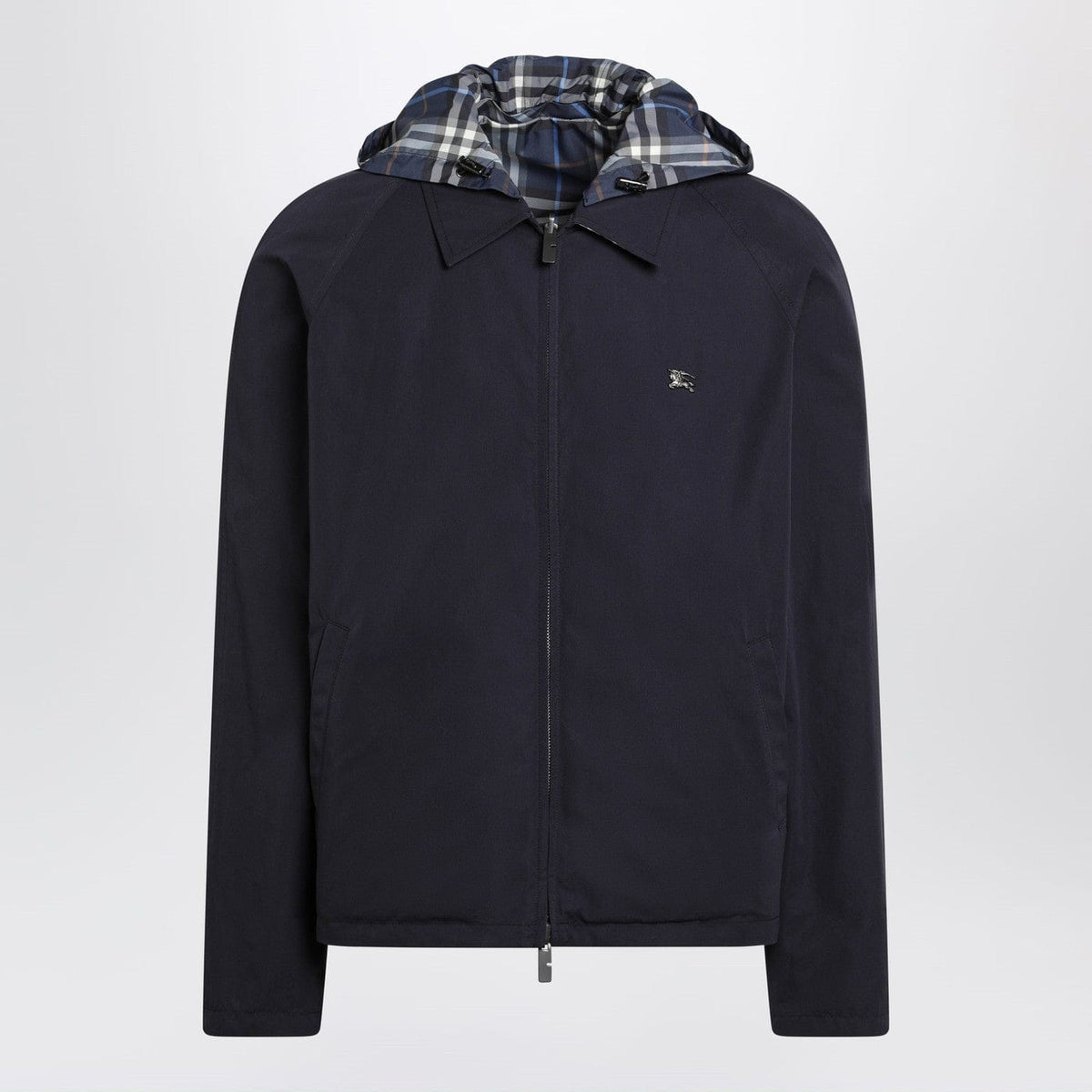 Burberry - Blue reversible cotton jacket with Check pattern