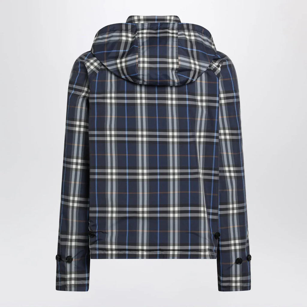 Burberry - Blue reversible cotton jacket with Check pattern