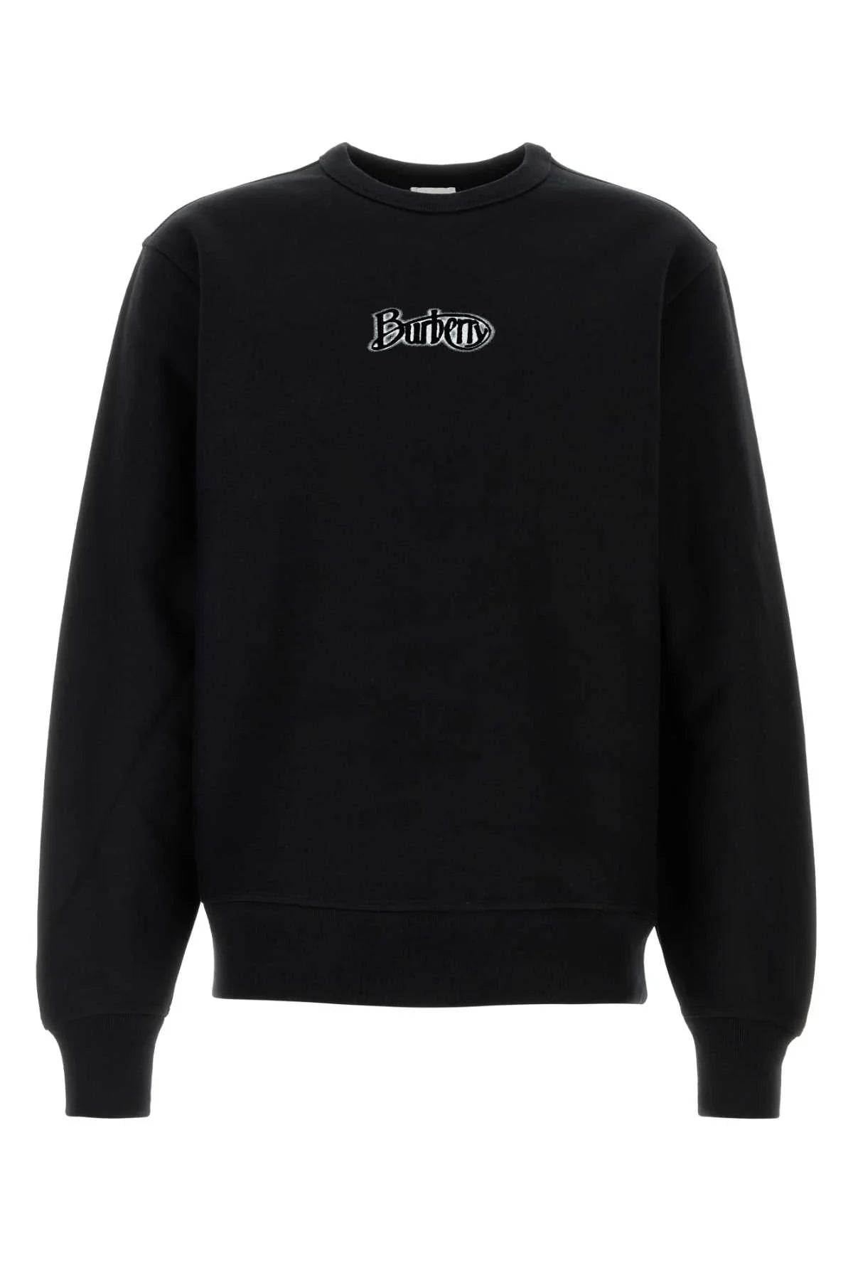 Burberry Logo-Embroidered Cotton Blend Sweatshirt — Black